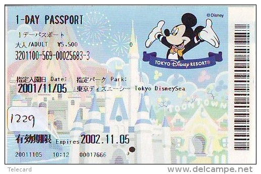 Disney Passeport Entreecard JAPON * TOKYO DISNEYLAND Passport (1229) JAPAN * 1 DAY PASSPORT - Disney