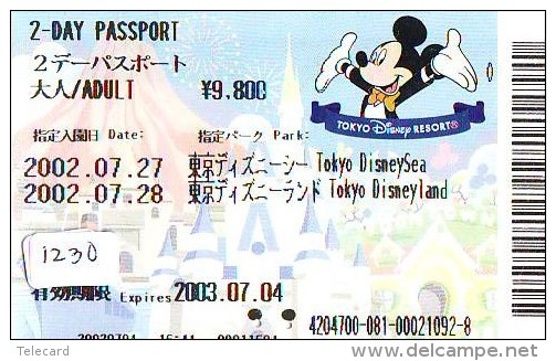 Disney Passeport Entreecard JAPON * TOKYO DISNEYLAND Passport (1230) JAPAN * 2 DAY PASSPORT - Disney