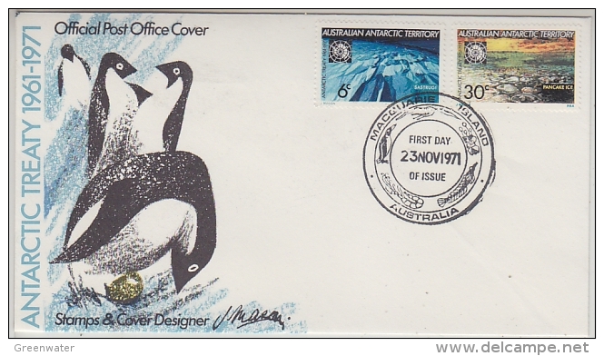 AAT 1971 Antarctic Treaty 2v On FDC Macquarie Island  Ca 23 Nov 1971 (21077) - FDC