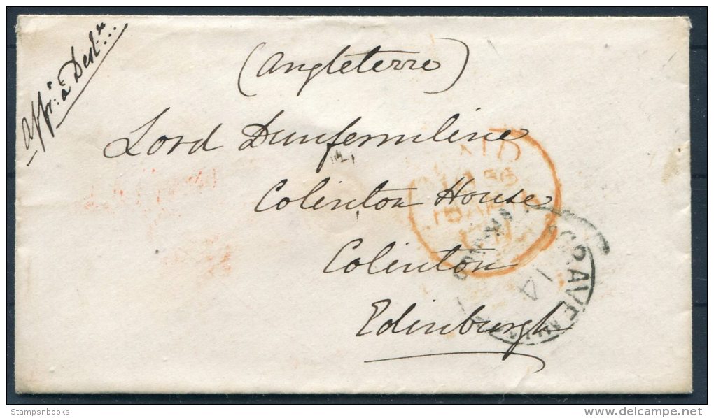 1856 Gravenhage Cover - Lord Dunfermline Scottish MP Colinton Houe Edinburgh Tria Juncta In Uno Order Of The Bath - Covers & Documents