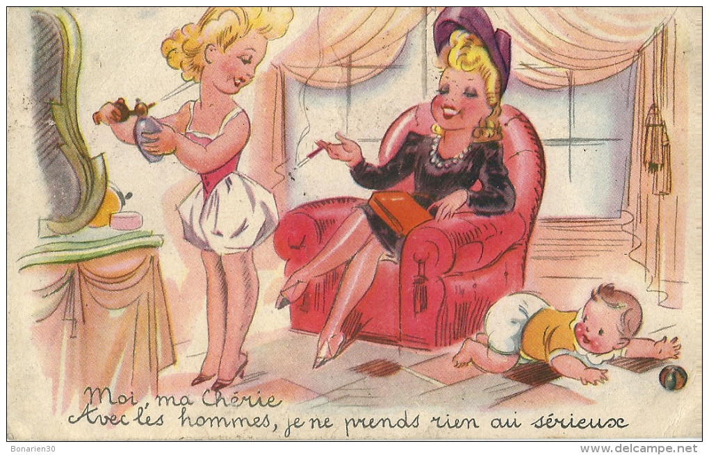 CPA ILLUSTRATION STYLE BOURRET MA CHERIE AVEC LES HOMMES - Non Classés