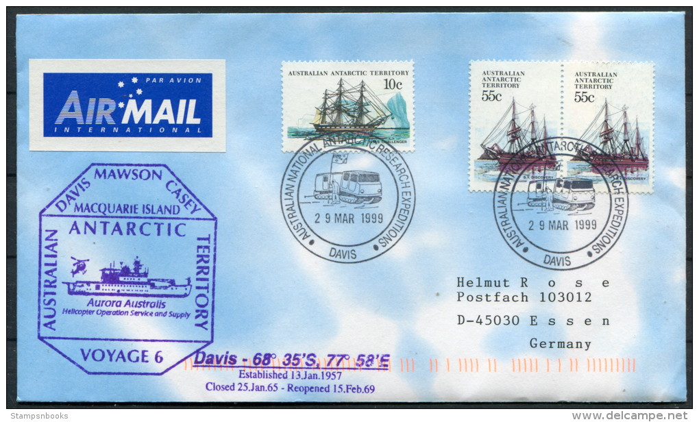 1999 Australia Antarctic Davis Aurora Australis Research Expedition Ship Cover - Covers & Documents