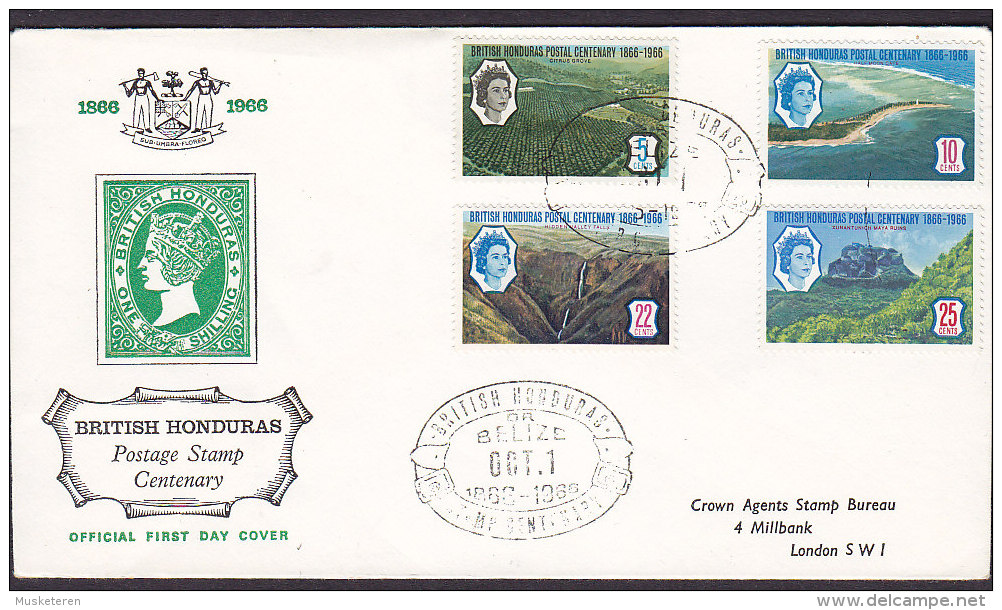 British Honduras Ersttags Brief FDC Cover 1966 Postage Stamp Centenary Complete Set !! - British Honduras (...-1970)