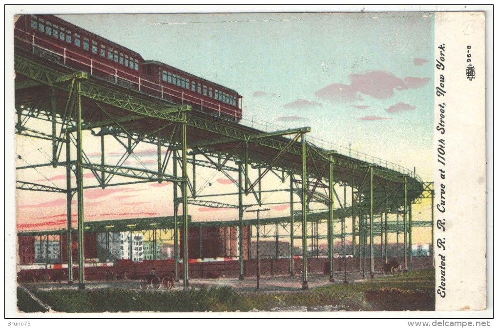 Elevated R.R. Curve At 110th Street, New York - 1909 - Transports