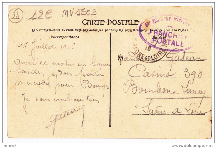 Environs De Nolay - Cirey Les Nolay - Mairie Et Chapelle - Circulé En 1916 En FM, Cachet Militaire Ovale "Franchise Post - Autres & Non Classés
