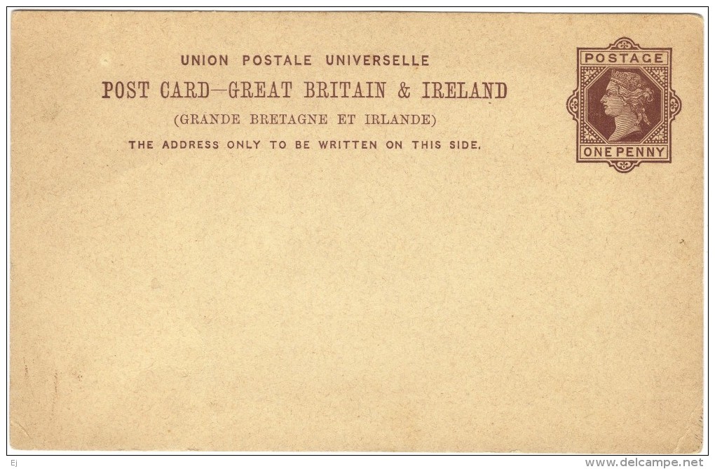 Early (Victorian) Non-pictorial Post Card Issued By The Post Office - Great Britain & Ireland - Unused - Postal Services