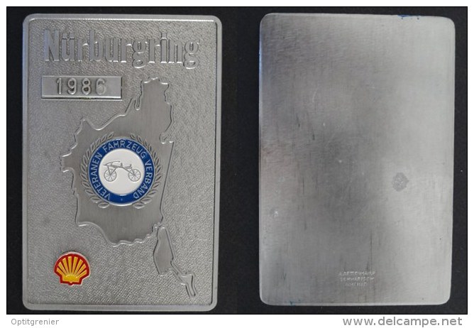 RARE ! PLAQUE GRAND PRIX VETERAN MOTO 1986 NURBURGRING - ALLEMAGNE - GERMANY - MEDAILLE - 134 G - 104 * 69 Mm - Motos