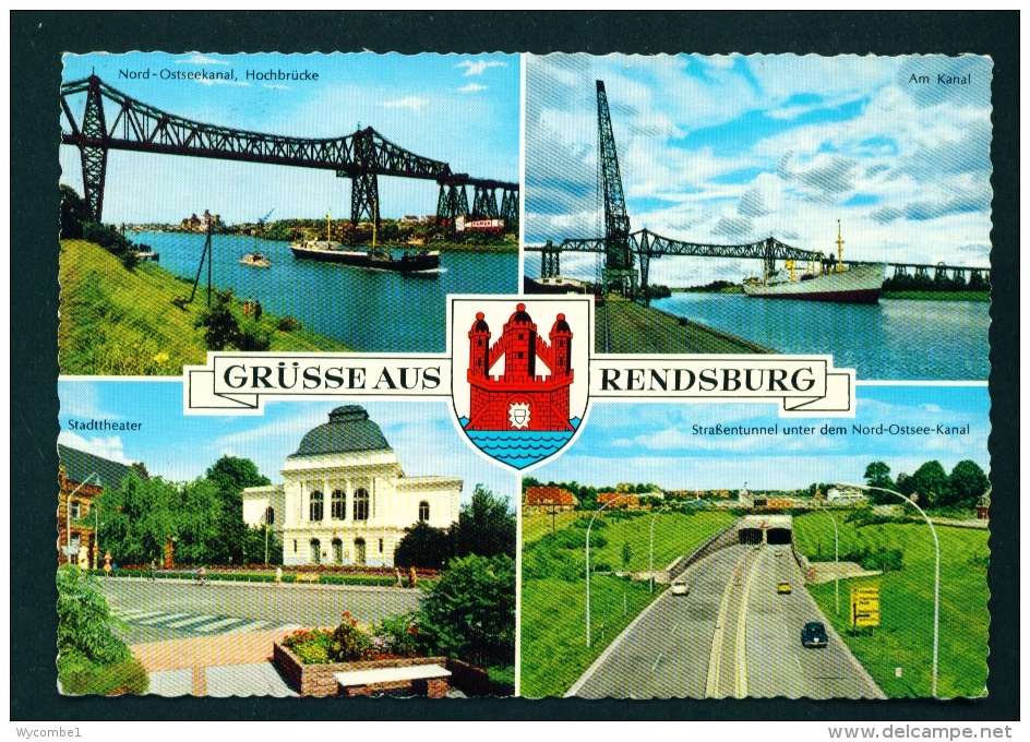 GERMANY  -  Rendsburg  Multi View  Used Postcard As Scans (stamp Removed) - Rendsburg