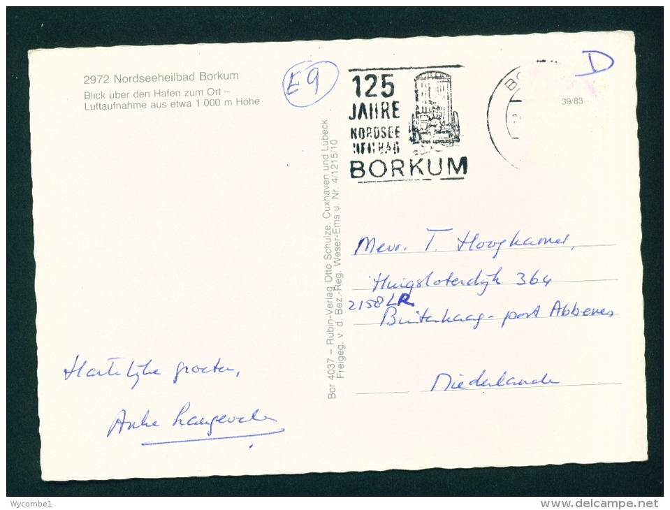 GERMANY  -  Borkum  Used Postcard As Scans (stamp Removed) - Borkum