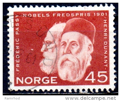 NORWAY 1961 Nobel Peace Prize - 45ore  Frederic Passy And Henri Dunant (winners In 1901) FU - Usati