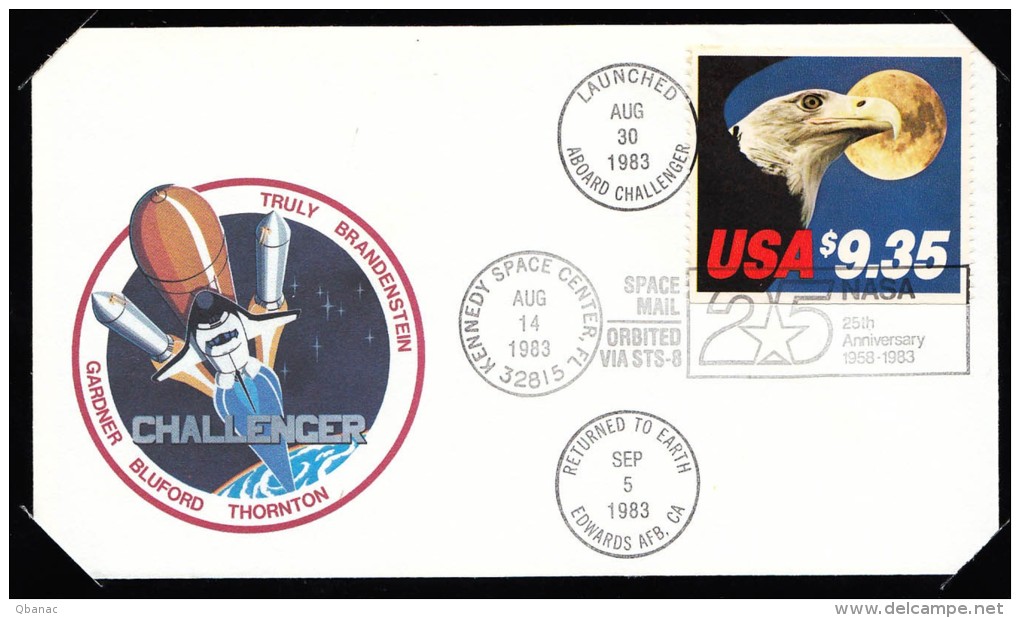 USA Rocket Mail, Space Flight Cover With Special Commemorative Folder - NASA 25 Years Anniversary - Omslagen Van Evenementen