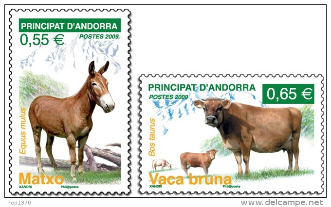 ANDORRA FRANCESA 2009 - FAUNA - YVERT Nº 667-668 - Burros Y Asnos