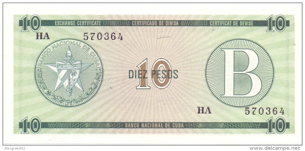 BILLET CUBA  10  PESOS   SERIES  B UNC - Kuba