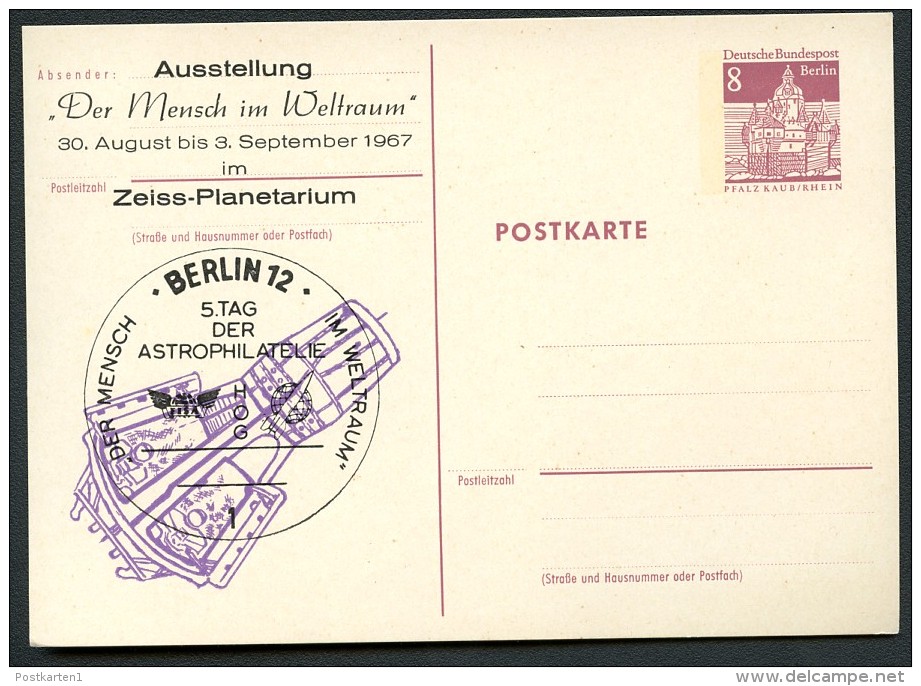 BERLIN P70 ZC8 Postkarte Zudruck MENSCH IM WELTRAUM ** 1967  NGK 6,00 € - Private Postcards - Mint