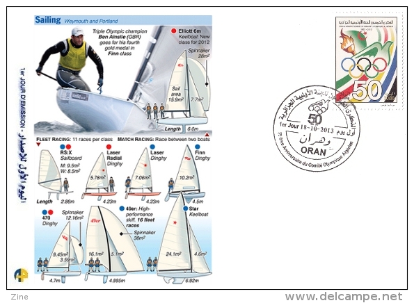 ALG Algeria N° 1666 Olympic Games Algerian Olympic Committee Sail Sail Sports Yacht Sailling - Summer 2012: London