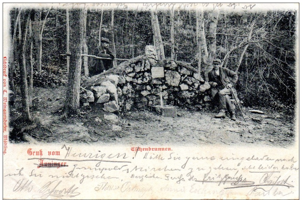 ESCHENBRUNNEN, Nähe Anningerhaus, Bez. Mödling, Lichtdruck Weingartshofer Mödling.26.2.1900 - Mödling