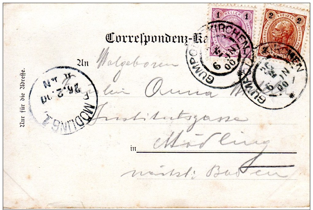 ESCHENBRUNNEN, Nähe Anningerhaus, Bez. Mödling, Lichtdruck Weingartshofer Mödling.26.2.1900 - Mödling