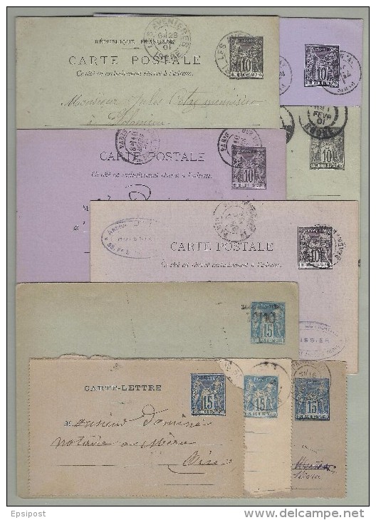 Lot De 6 Entiers Postaux Au Type SAGE - Lots Et Collections : Entiers Et PAP