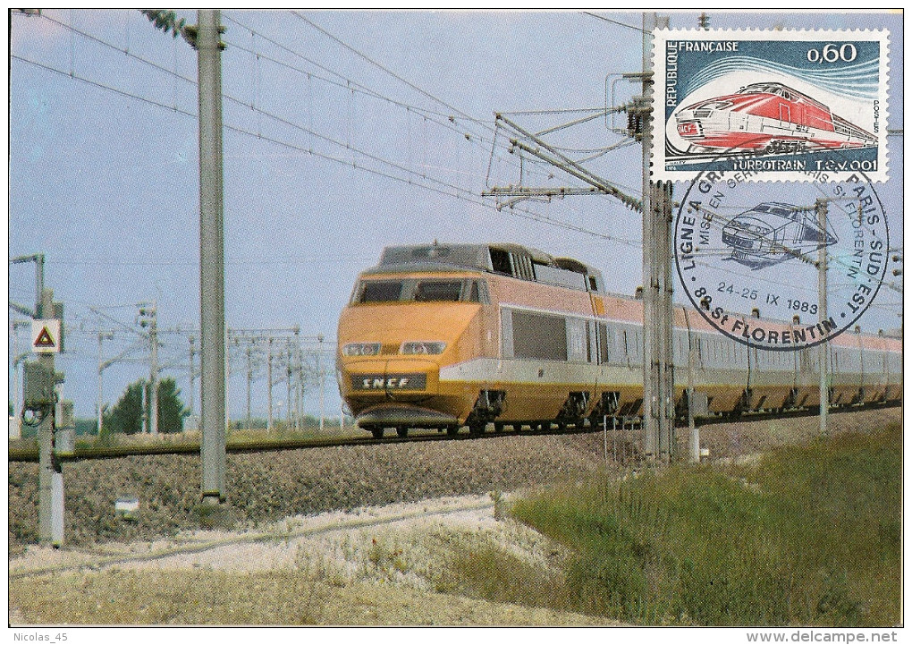 France - Carte Postale Maximum  - Train - TGV - St Florentin - 1983 - YT 1802 - Trains