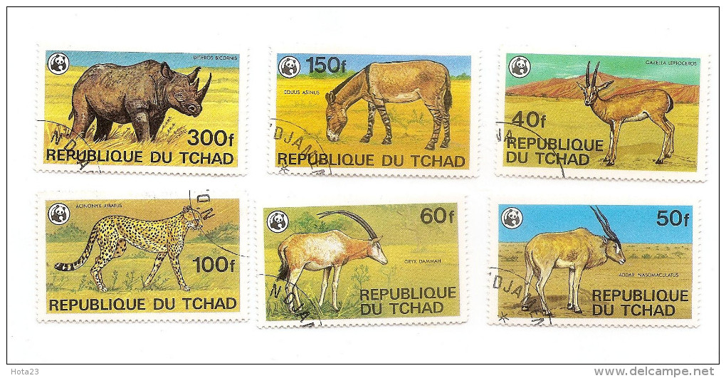 TGHAD  /  Chad 1979 Wild Animals,Gazelle,Rhino,Cheetah,Oryx,Donkey,Panda,WWF, Used ( Lot 15 -203 ) - Used Stamps