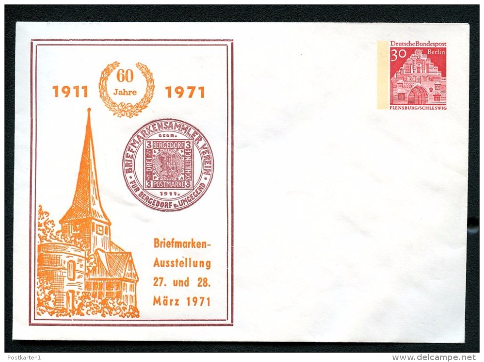 BERLIN PU38 D2/001 Privat-Umschlag SCHLOSSKIRCHE BERGEDORF 1971  NGK 8,00 € - Privatumschläge - Ungebraucht