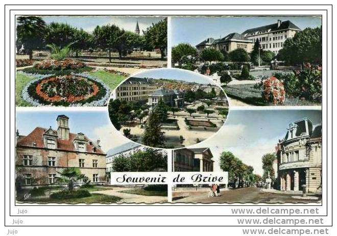 19 -  Souvenir De Brive - Multivues :Square Cartier - La Poste Les Jardins - Hotel  Labenche - Bld Mal Lyautey - Brive La Gaillarde