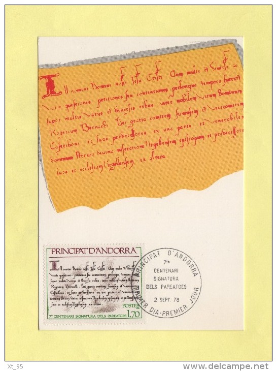 Andorre - Signature Pareage - N°273 - Cartes-Maximum (CM)