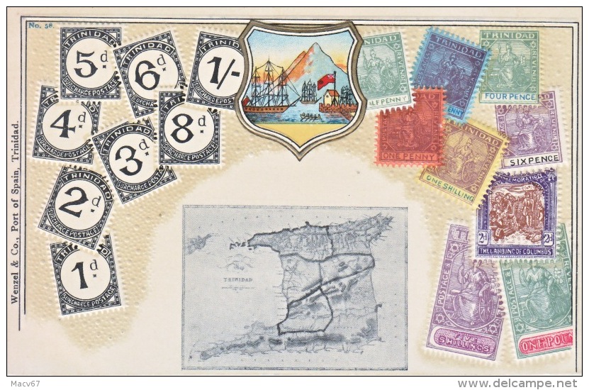 Trinidad  POST  CARD   STAMPS  MAP  ** - Trinidad & Tobago (1962-...)