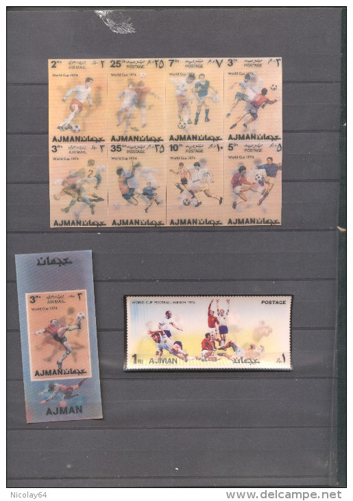 Ajman Football  WC 1974 Set + 2S/S 3D  MNH - 1974 – West Germany