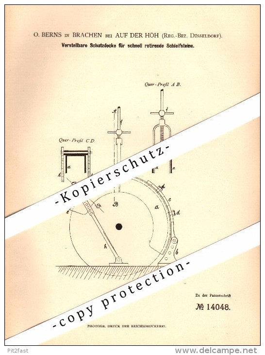 Original Patent - Otto Berns In Brachen Bei Auf Der Höhe , Höhscheid , 1882 , Solingen !!! - Solingen