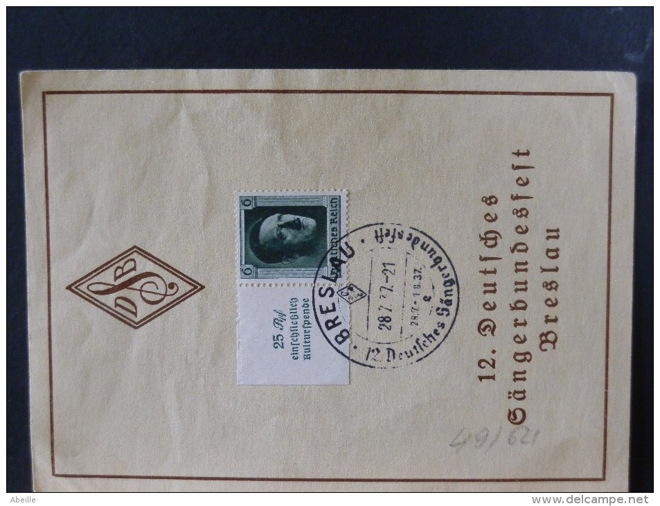 49/621   DOC. . TIMBRE   HITLER  1937 - Storia Postale
