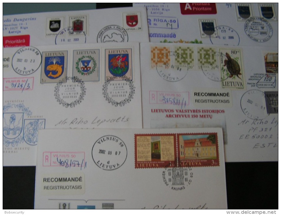 == Lettland , 5 Moderne Bedrafs R-Briefe Lot Bis 2003 - Lettland