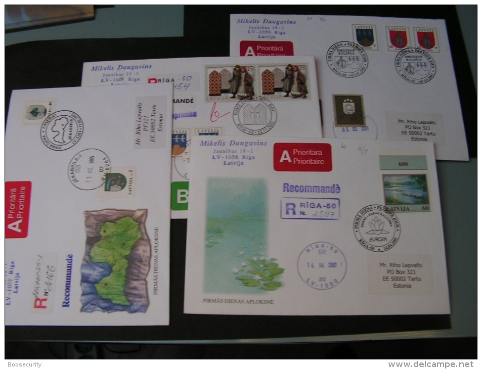 == Lettland , 4 Moderne Bedrafs R-Briefe Lot Bis 2003 - Lettland