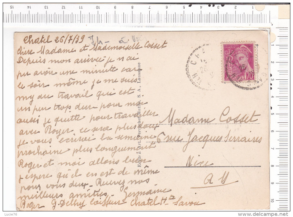 CHATEL   -  Ecrite   Et Postée De Châtel     -  Chalets Dans La Montagne  - - Châtel