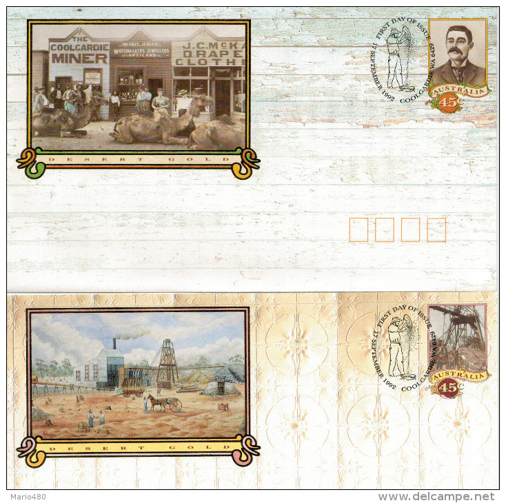 DESERT  GOLD    SERIE  4 BUSTE  45C    (FIRST DAY  ISSUE)   2 SCAN - Interi Postali