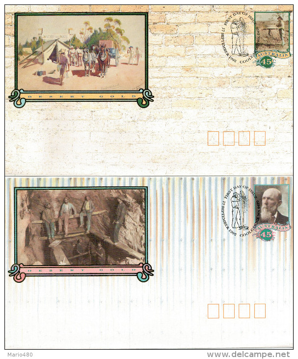 DESERT  GOLD    SERIE  4 BUSTE  45C    (FIRST DAY  ISSUE)   2 SCAN - Interi Postali