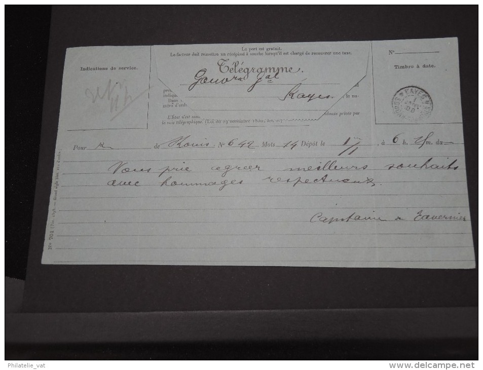 COLLECTION SUR TELEGRAMME - TELEGRAMME DE KAYES( SOUDAN) 1 Janvier 1900 A VOIR  LOT P3524 - Briefe U. Dokumente