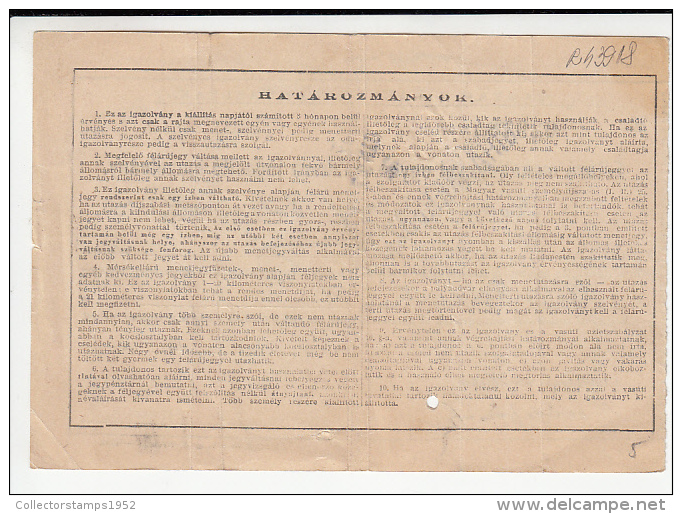 17362- RAILWAY TRANSPORTATION HALF PRICE ONE WAY TICKET, 1925, HUNGARY - Europe