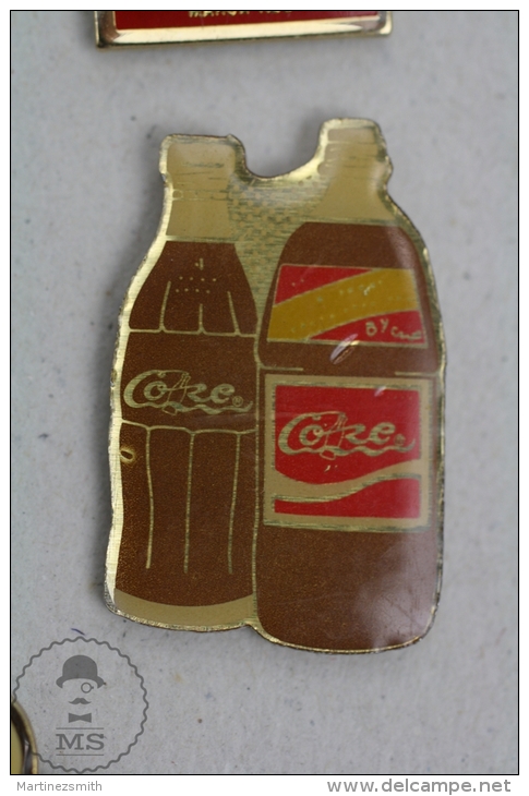 Two Vintage Coca Cola Advertising Bottles - Pin Badge #PLS - Coca-Cola