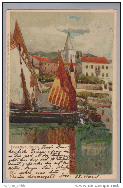 AK Kroatien Lovrana Hafen 1907-06-28 Künstlerlitho Zieher - Croatie