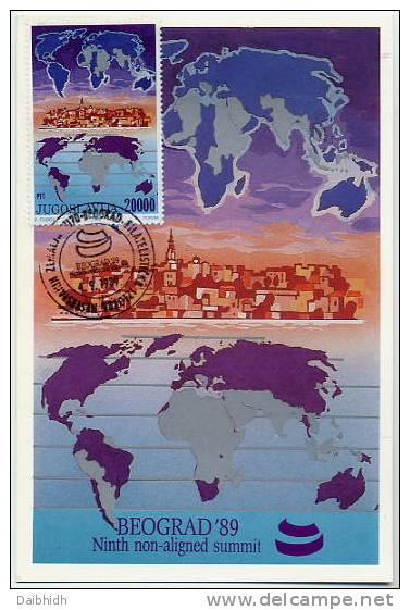YUGOSLAVIA 1989 Non-Aligned Conference Stamp From Block  On Maximum Card.  Michel 2373 - Maximumkarten