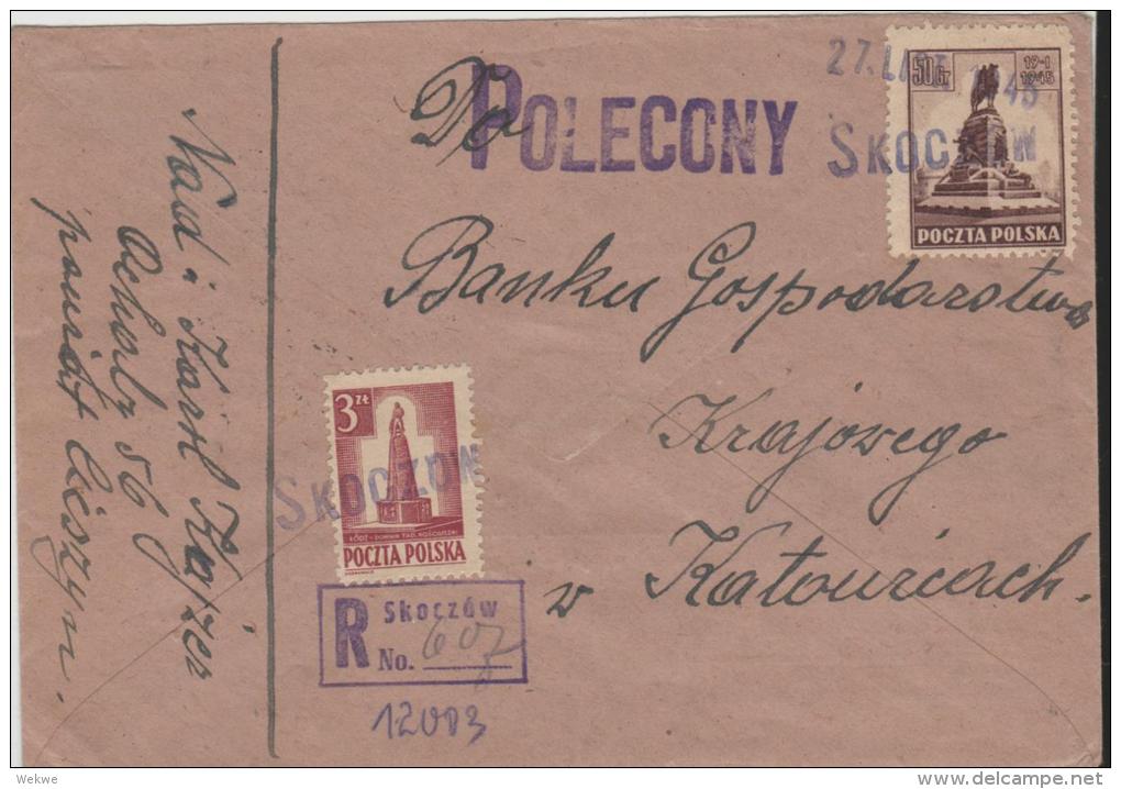 Pol142/POLEN -  Not-R-Zettel + Stempel Skoczow 1945 - Storia Postale