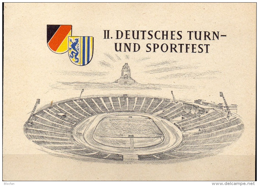 Gedenkblatt 1956 2.Sportfest Leipzig DDR 530/3 GBl.A6/10 SST 20€ Stadion Hürden-Lauf Speerwurf Sport Document Of Germany - Andere & Zonder Classificatie