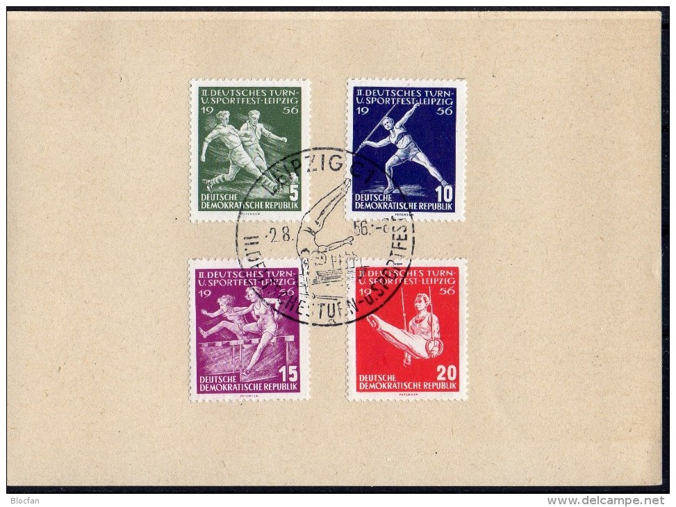 Gedenkblatt 1956 2.Sportfest Leipzig DDR 530/3 GBl.A6/10 SST 20€ Stadion Hürden-Lauf Speerwurf Sport Document Of Germany - Andere & Zonder Classificatie