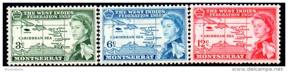 Montserrat 1958 W. Indies Federation Set Of 3, MH - Montserrat