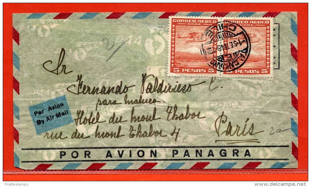 CHILI LETTRE DE 1948 DE TALCAHUANO POUR PARIS FRANCE - Chili