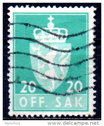 NORWAY 1955 Official - Arms -  20ore - Green  FU - Oficiales