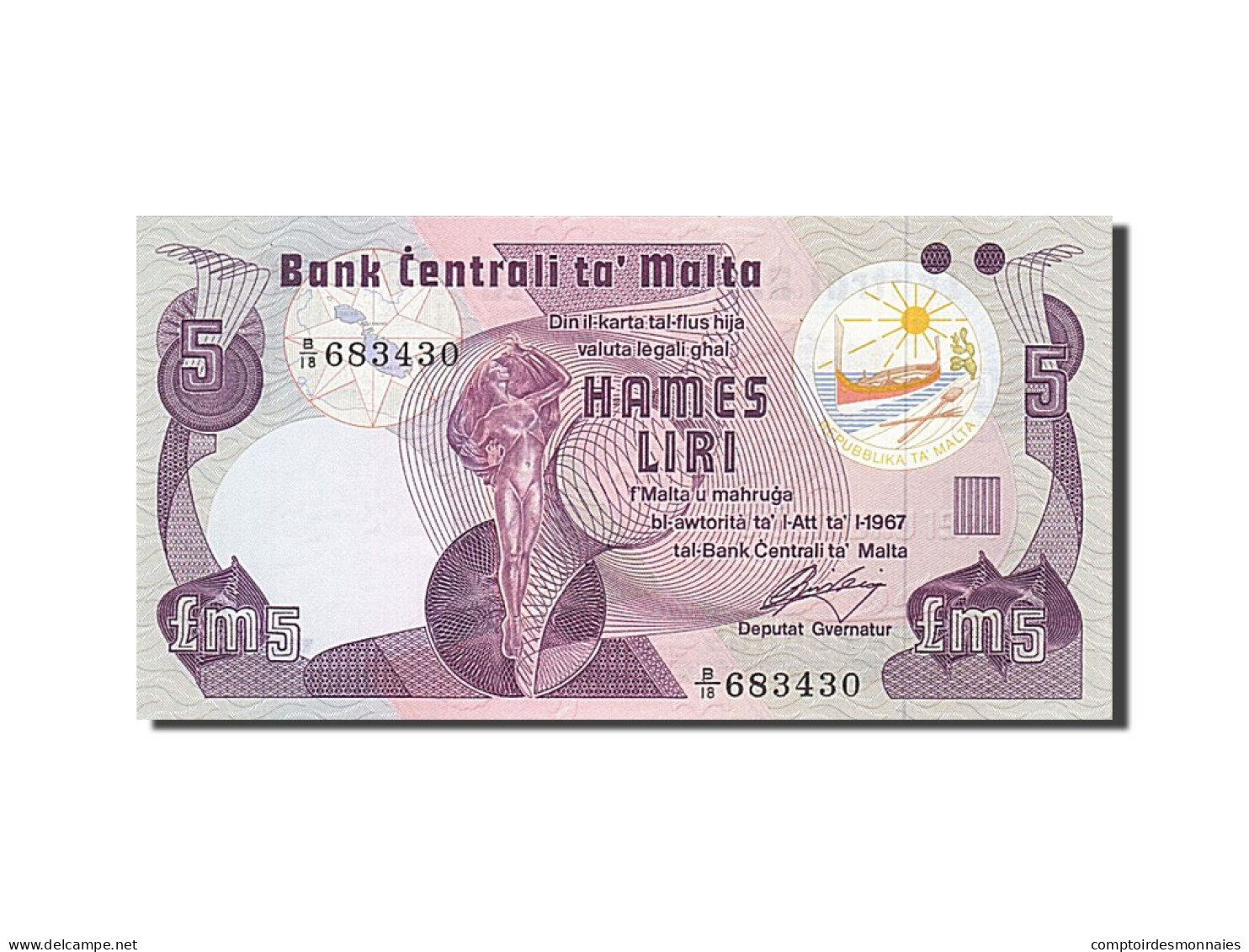 Billet, Malte, 5 Liri, 1979, NEUF - Malte