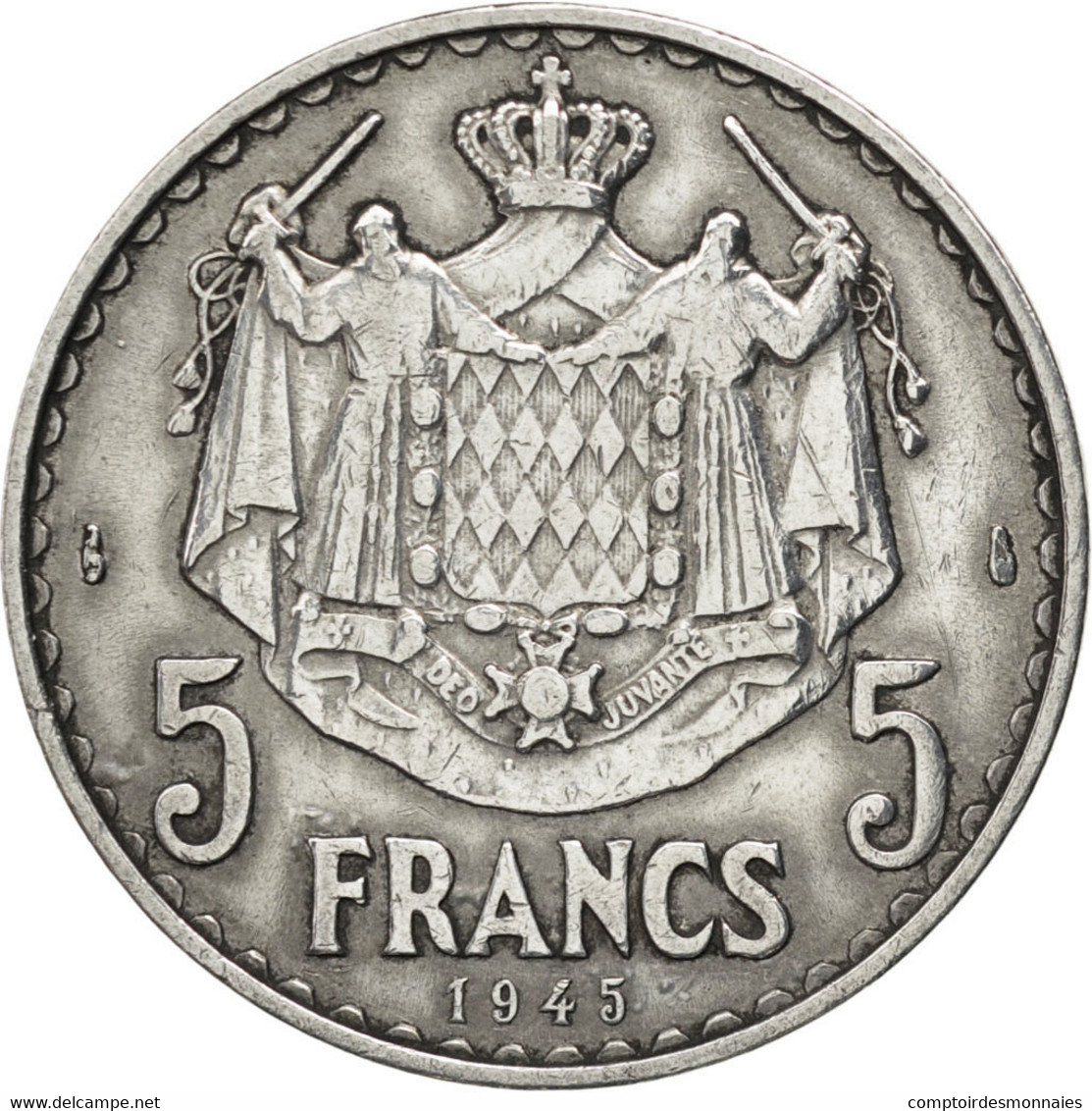 Monnaie, Monaco, Louis II, 5 Francs, 1945, TB, Aluminium, KM:122, Gadoury:135 - 1922-1949 Louis II