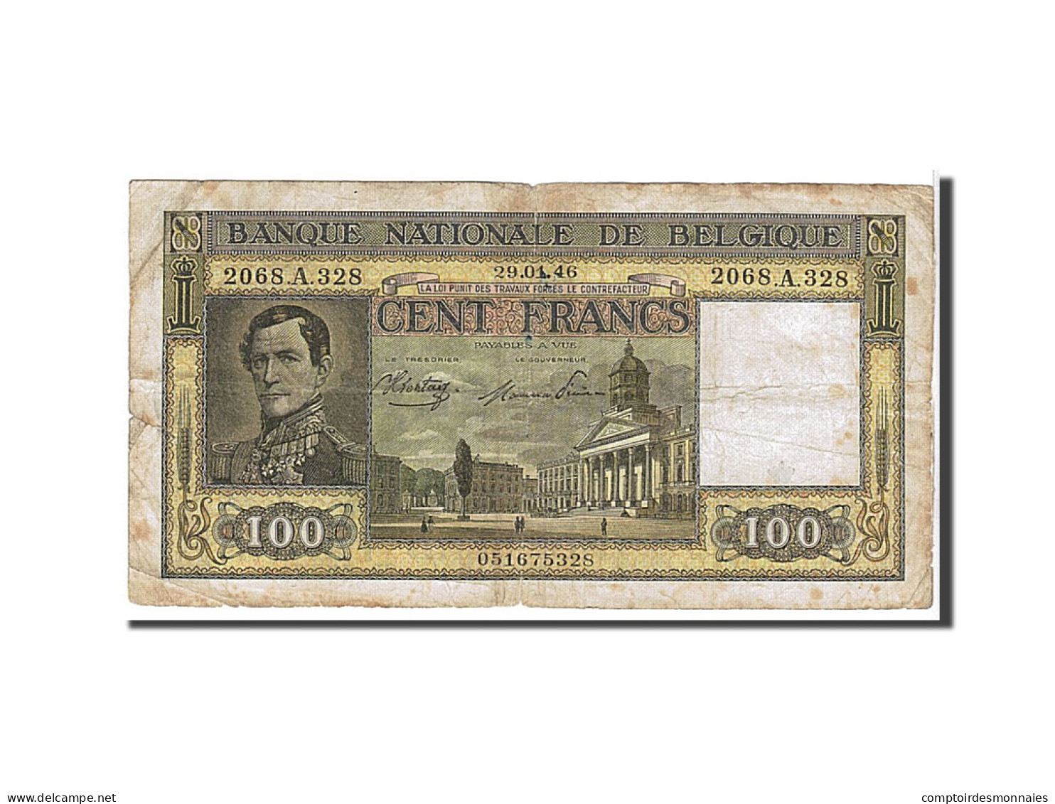 Billet, Belgique, 100 Francs, 1946, KM:126, TB - 100 Francs